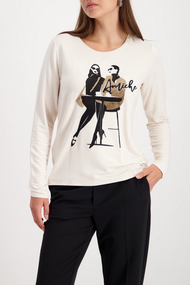 Monari Langarmshirt Shirt Frauen Café Regular fit mit Rundhalsausschnitt von Monari