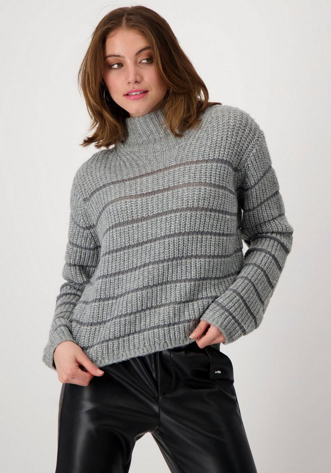 Monari Stehkragenpullover mit Streifen von Monari