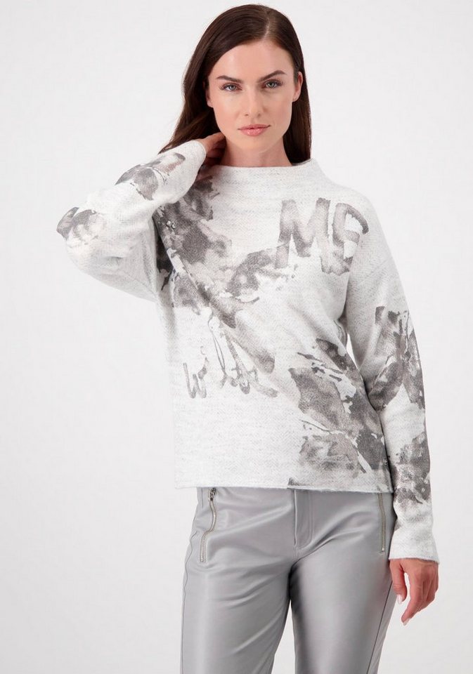 Monari Stehkragenpullover mit Alloverprint von Monari