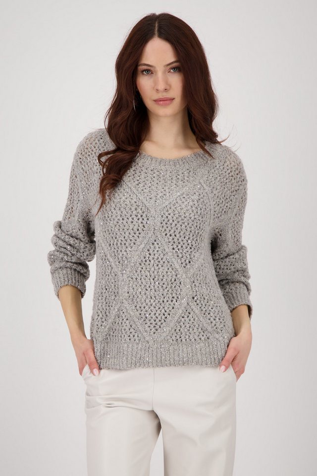 Monari Strickpullover Pullover Ajour Paillette Mit Rundhalsausschnitt Monari Strickpullover Pullover Ajour Paillette Mit Rundhalsausschnitt von Monari