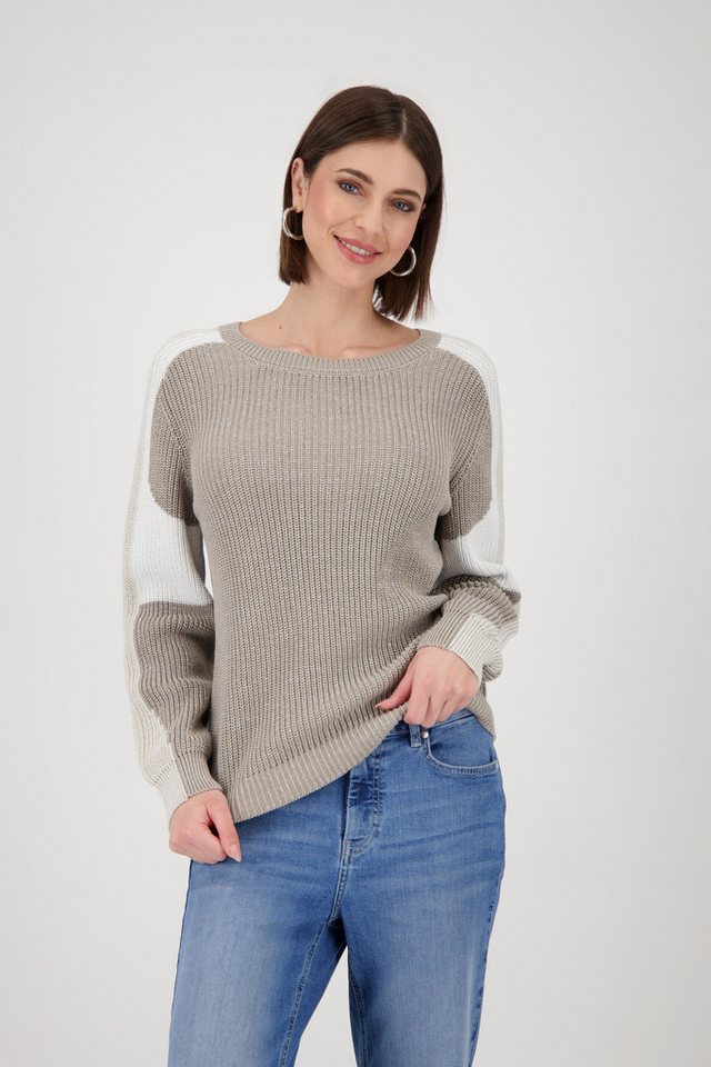 Monari Strickpullover Pullover Colorblock Perlfang Mit Rundhalsausschnitt von Monari