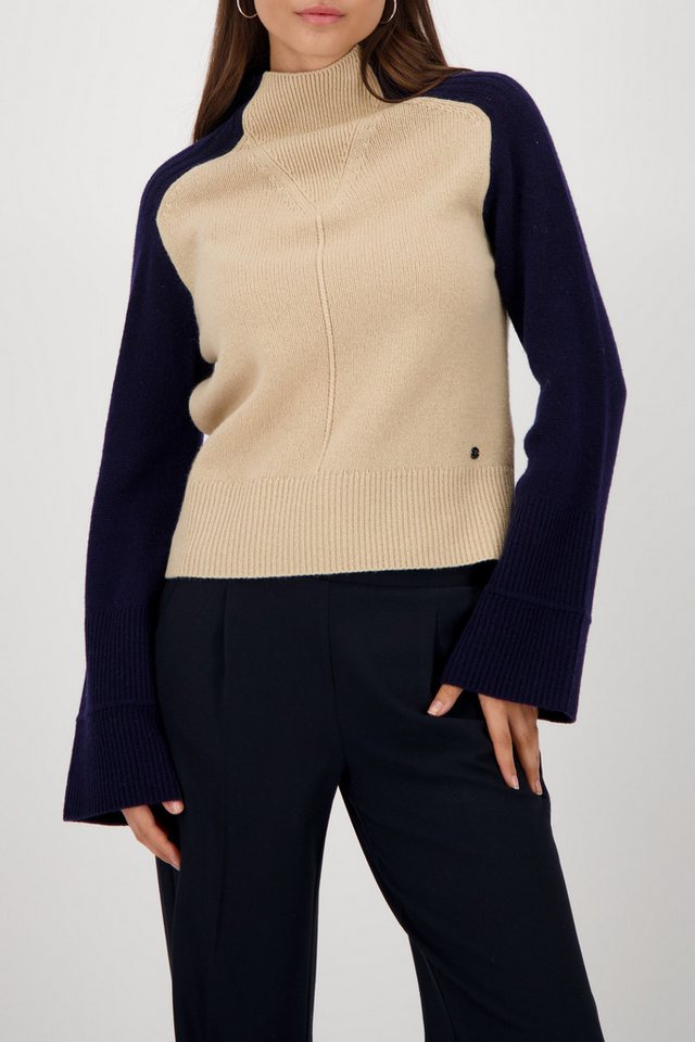 Monari Strickpullover Pullover Colorblock Regular fit mit Rundhalsausschnitt mit Stehkragen von Monari