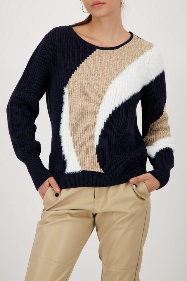 Monari Strickpullover Pullover Intarsie Mit Rundhalsausschnitt Monari Strickpullover Pullover Intarsie Mit Rundhalsausschnitt von Monari
