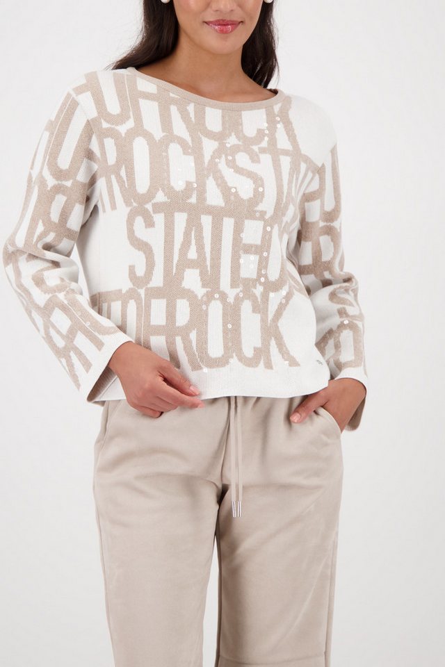 Monari Strickpullover Pullover Schrift Regular fit mit Rundhalsausschnitt von Monari