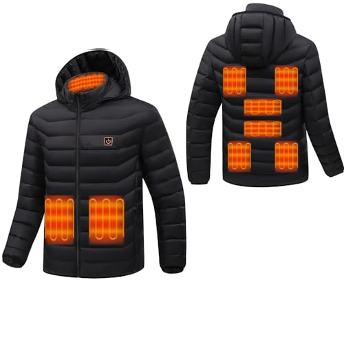 Monave Beheizte Daunenjacke für Herren und Damen, beheizte Jacke mit 9 Kohlefaser-Heizkissen, 3 Temperaturstufen, für Motorrad, Angeln, Skifahren, Outdoor-Aktivitäten, Schwarz, Schwarz , XXL Monave Beheizte Daunenjacke für Herren und Damen, beheizte Jacke mit 9 Kohlefaser-Heizkissen, 3 Temperaturstufen, für Motorrad, Angeln, Skifahren, Outdoor-Aktivitäten, Schwarz, Schwarz , XXL von Monave