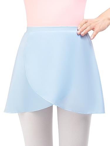 Monbessi Ballettrock Mädchen Damen - (Höhe: 120-175 cm) aus Chiffon Ballett Wickelrock Tanzrock - ReinschlüPfen (L, Blau) von Monbessi