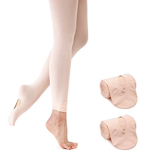Monbessi Ballettstrumpfhose Mädchen 90D Strumpfhose Ballett Mädchen Ballett Strumpfhose Damen Tanzstrumpfhose für Kinder und Damen (S, Ballett Rosa-2 Paar) von Monbessi