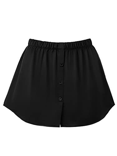 Monbessi HemdverläNgerung Damen Blusenrock VerläNgerung mit KnöPfen Unterrock Damen Unterzieh Blusenrock(L, Schwarz) von Monbessi
