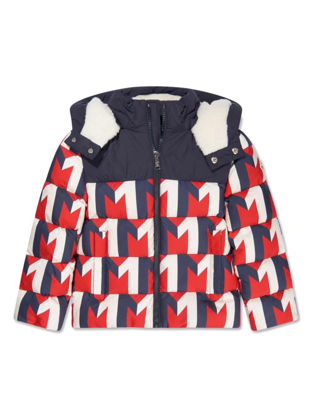 Moncler Enfant Gefütterte Evano Jacke mit Monogramm-Print - Blau von Moncler Enfant