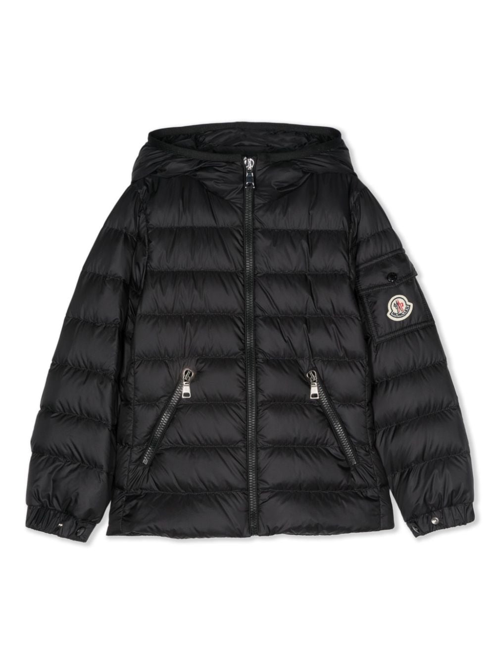 Moncler Enfant Gesteppte Jacke mit Logo-Patch - Schwarz von Moncler Enfant