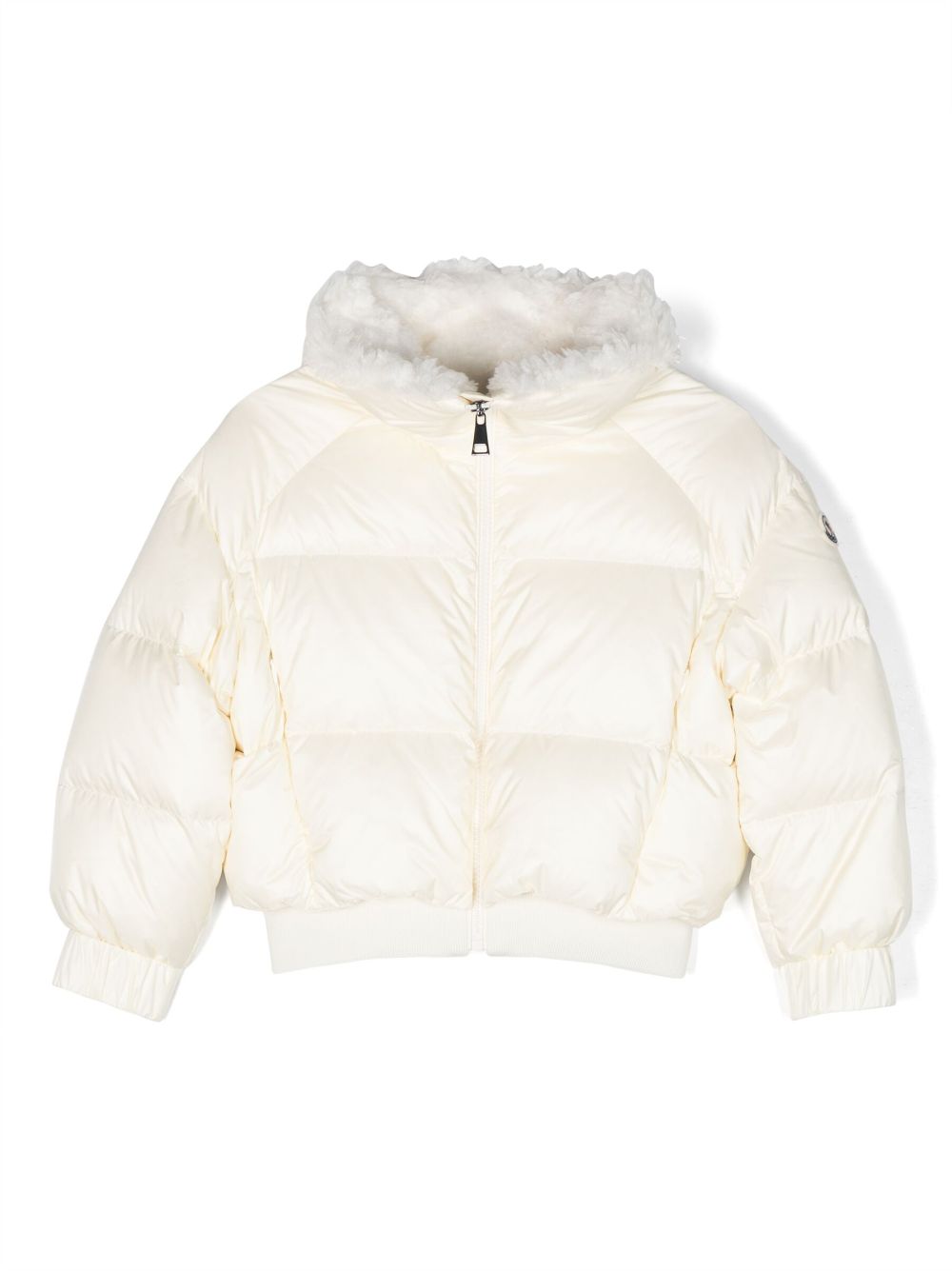 Moncler Enfant Glen Daunenjacke mit Faux Fur - Nude von Moncler Enfant