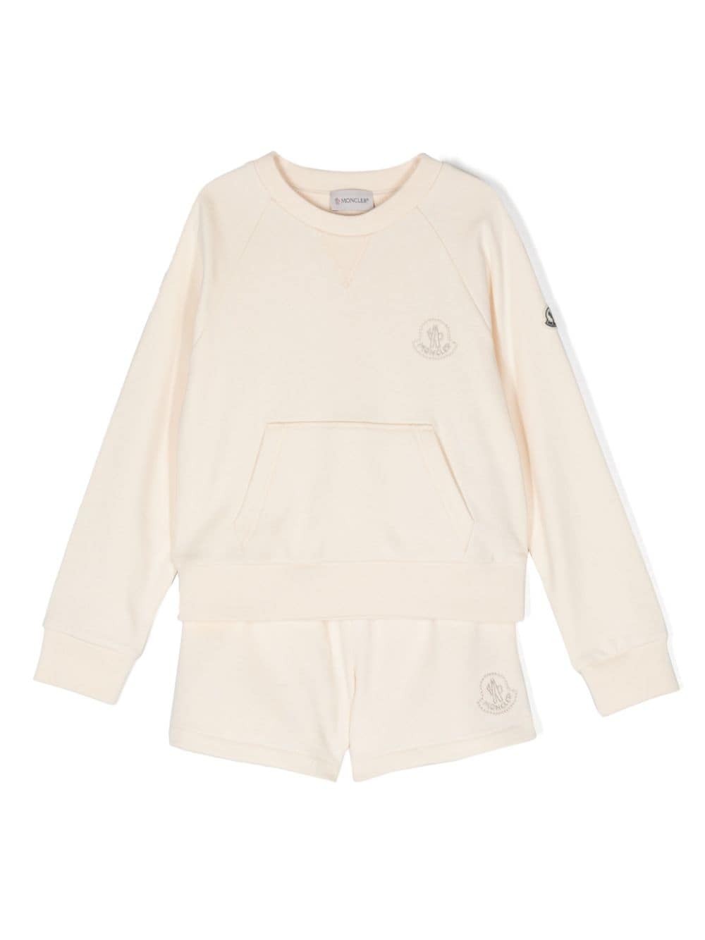 Moncler Enfant Joggingshort-Set mit Logo-Stickerei - Nude von Moncler Enfant