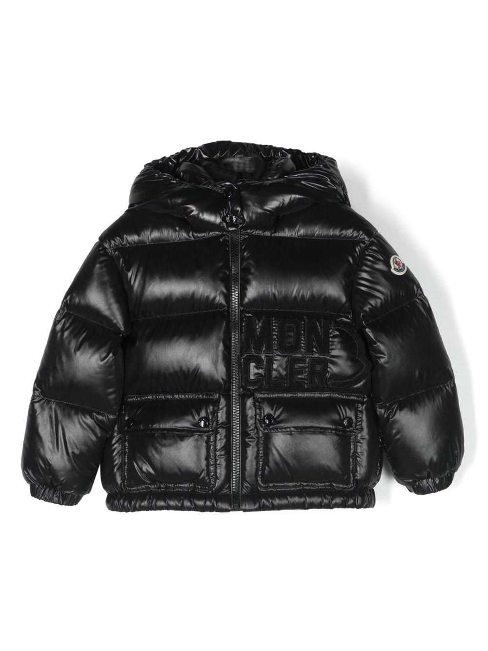 Moncler Enfant Daunenjacke mit Logo-Print - Schwarz von Moncler Enfant