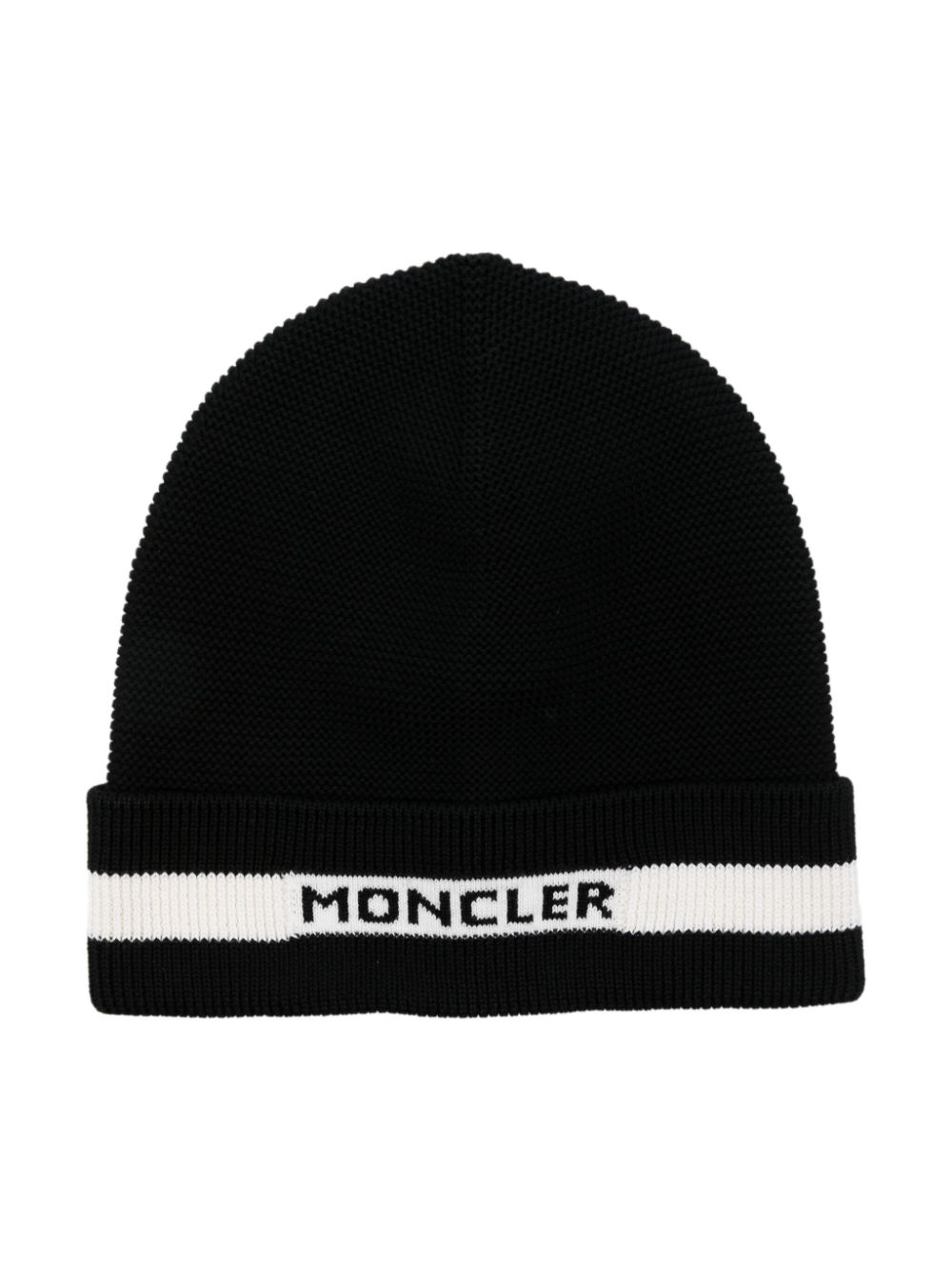 Moncler Enfant Mütze mit Jacquard-Logo - Schwarz von Moncler Enfant