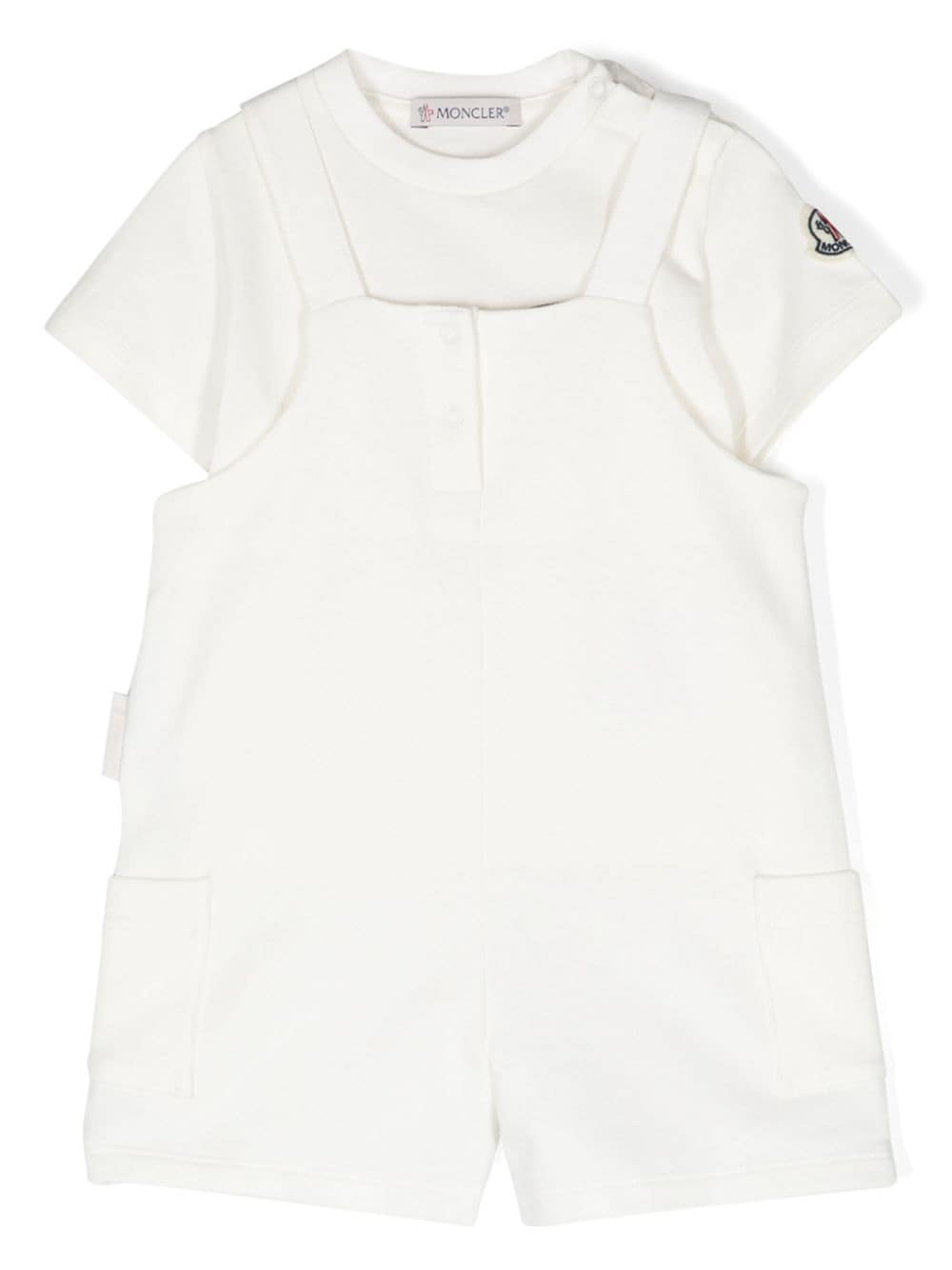 Moncler Enfant Set aus Jersey-T-Shirt und Latzhose - Weiß von Moncler Enfant