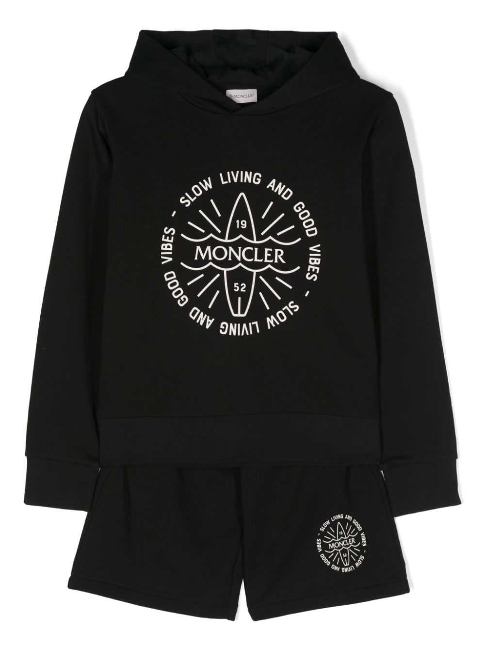 Moncler Enfant Short-Set mit gummiertem Logo - Schwarz von Moncler Enfant