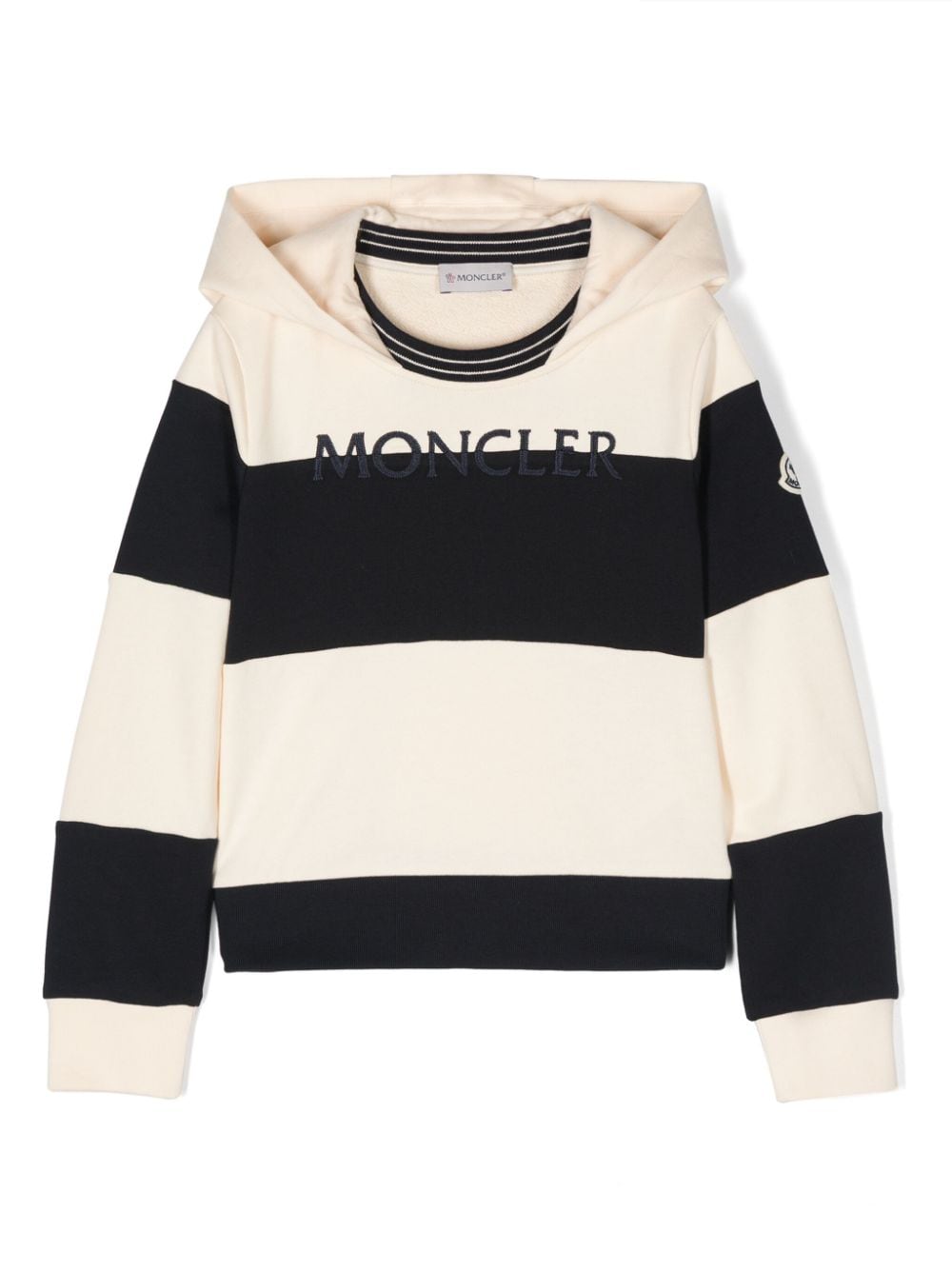 Moncler Enfant Gestreifter Hoodie mit Logo-Stickerei - Nude von Moncler Enfant