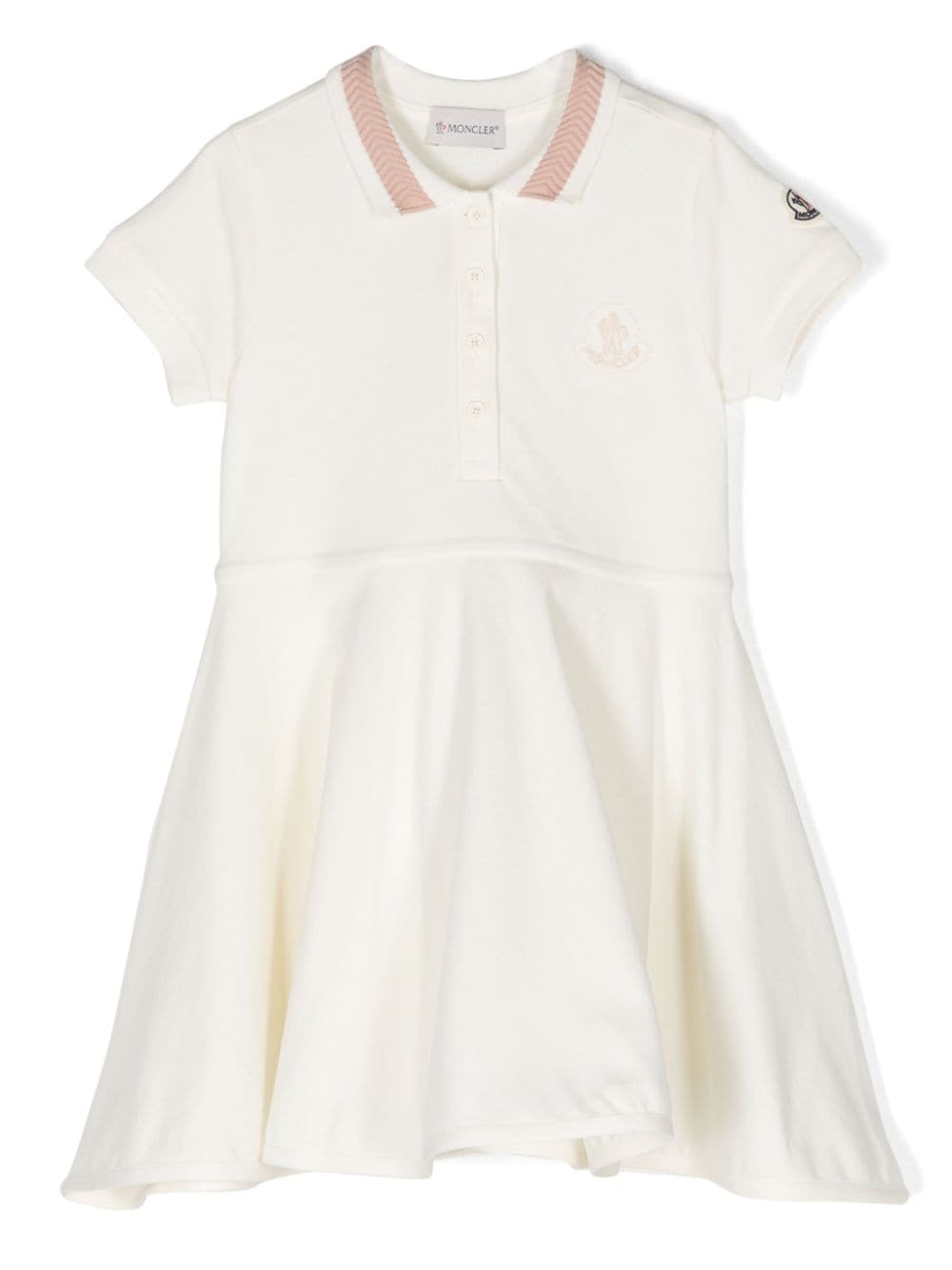 Moncler Enfant Pikee-Poloshirtkleid mit Falten - Weiß von Moncler Enfant