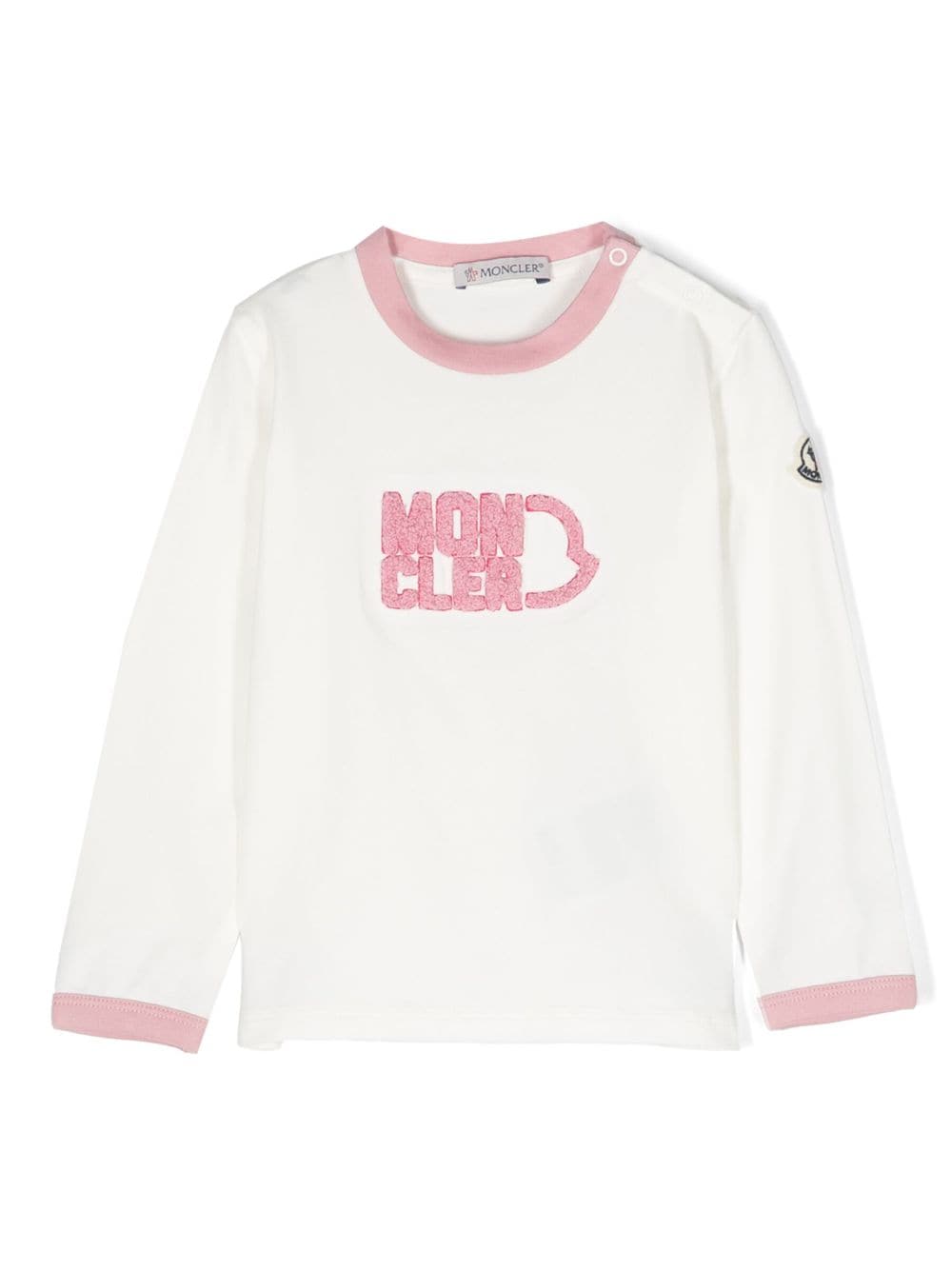 Moncler Enfant Langarmshirt mit geflocktem Logo - Weiß von Moncler Enfant