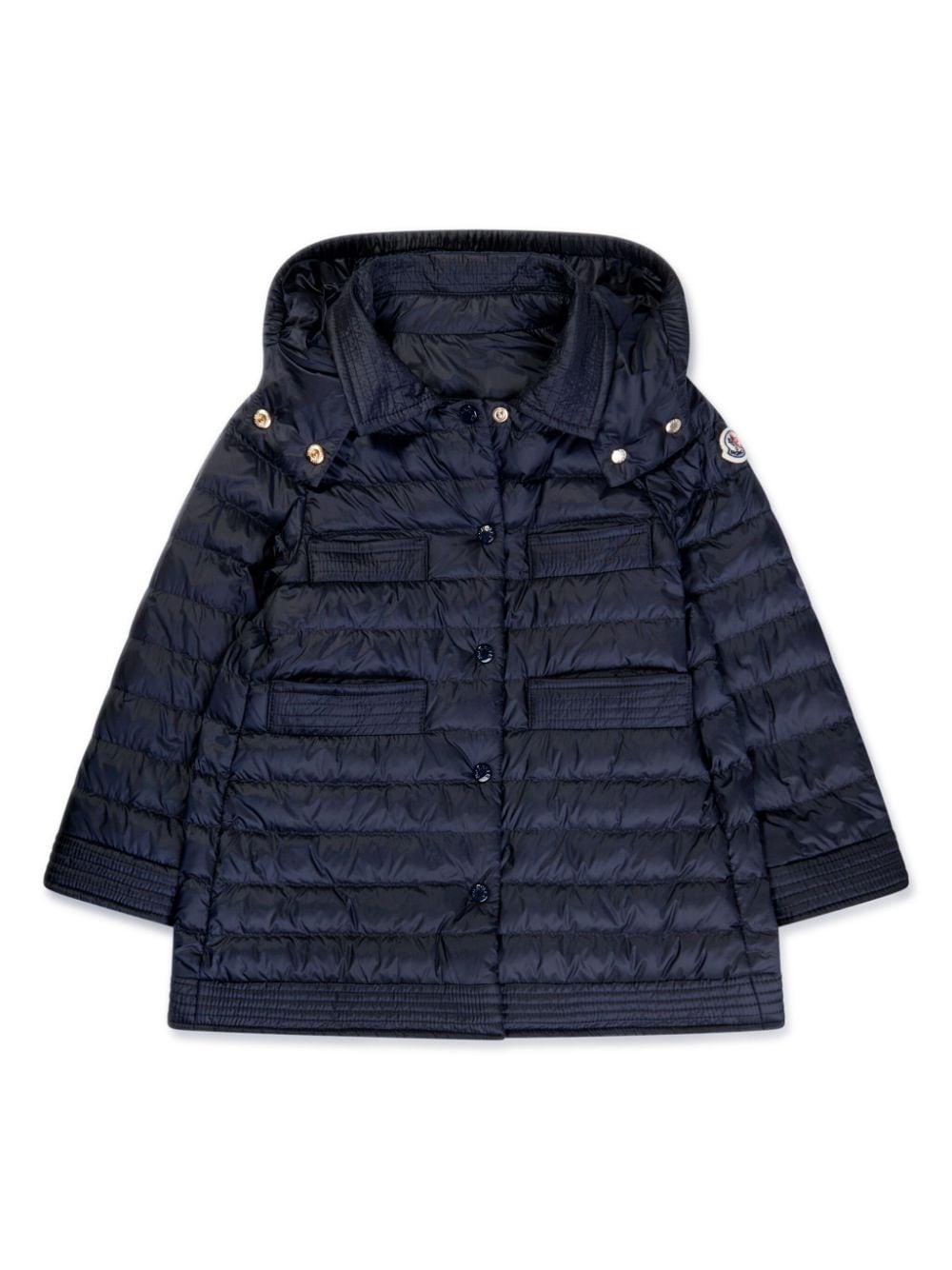 Moncler Enfant Gefütterte Jacke mit Logo-Applikation - Blau von Moncler Enfant