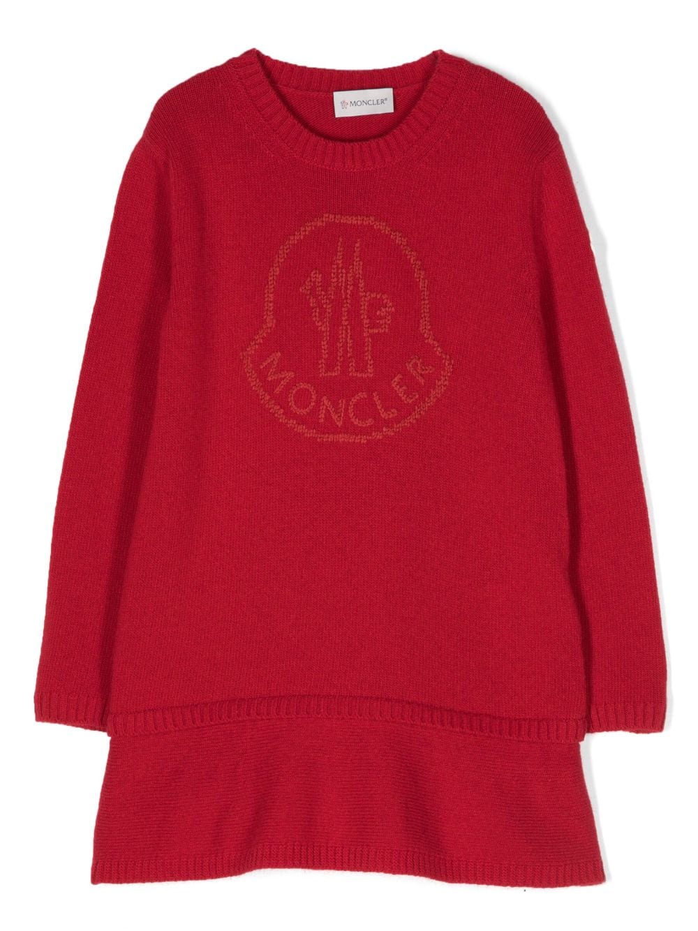 Moncler Enfant Gestricktes Kleid mit Logo-Stickerei - Rot von Moncler Enfant