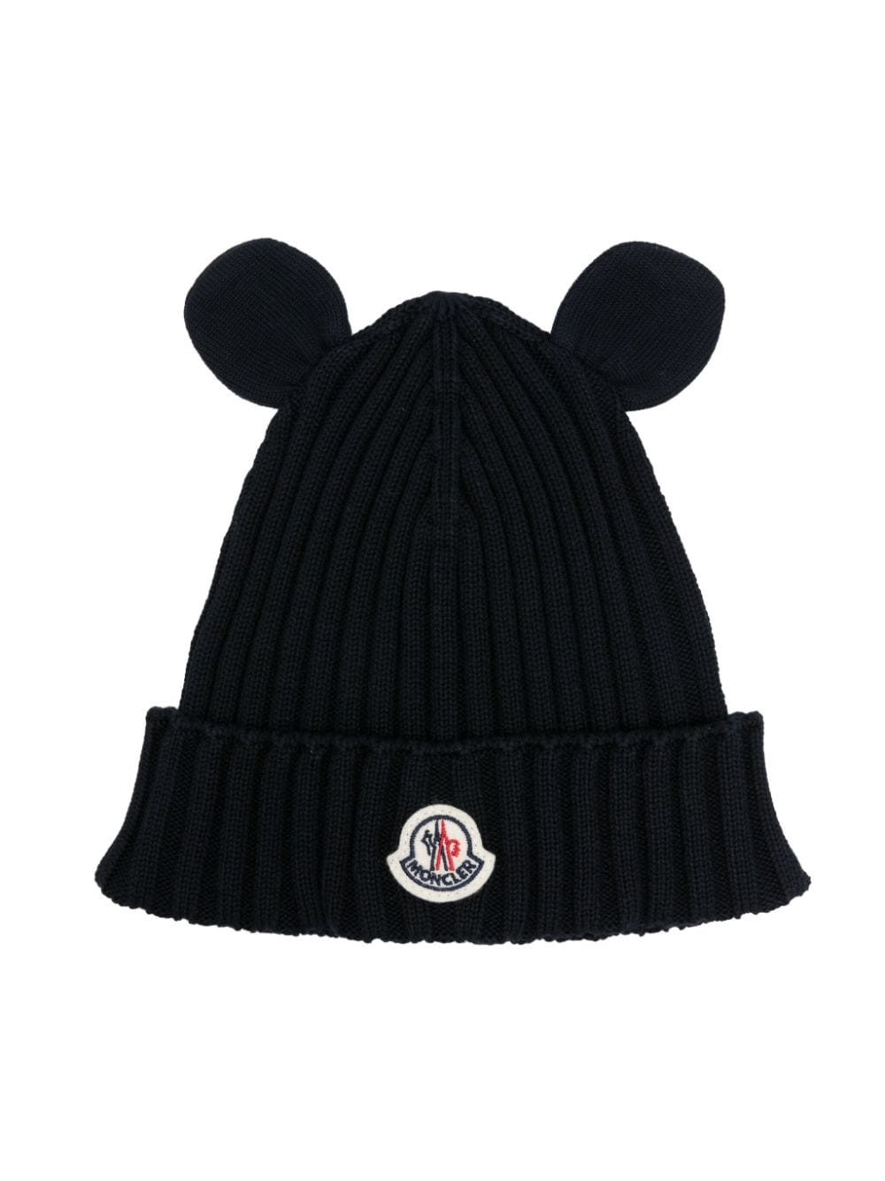 Moncler Enfant Tierohren-Beanie mit Logo-Patch - Blau von Moncler Enfant