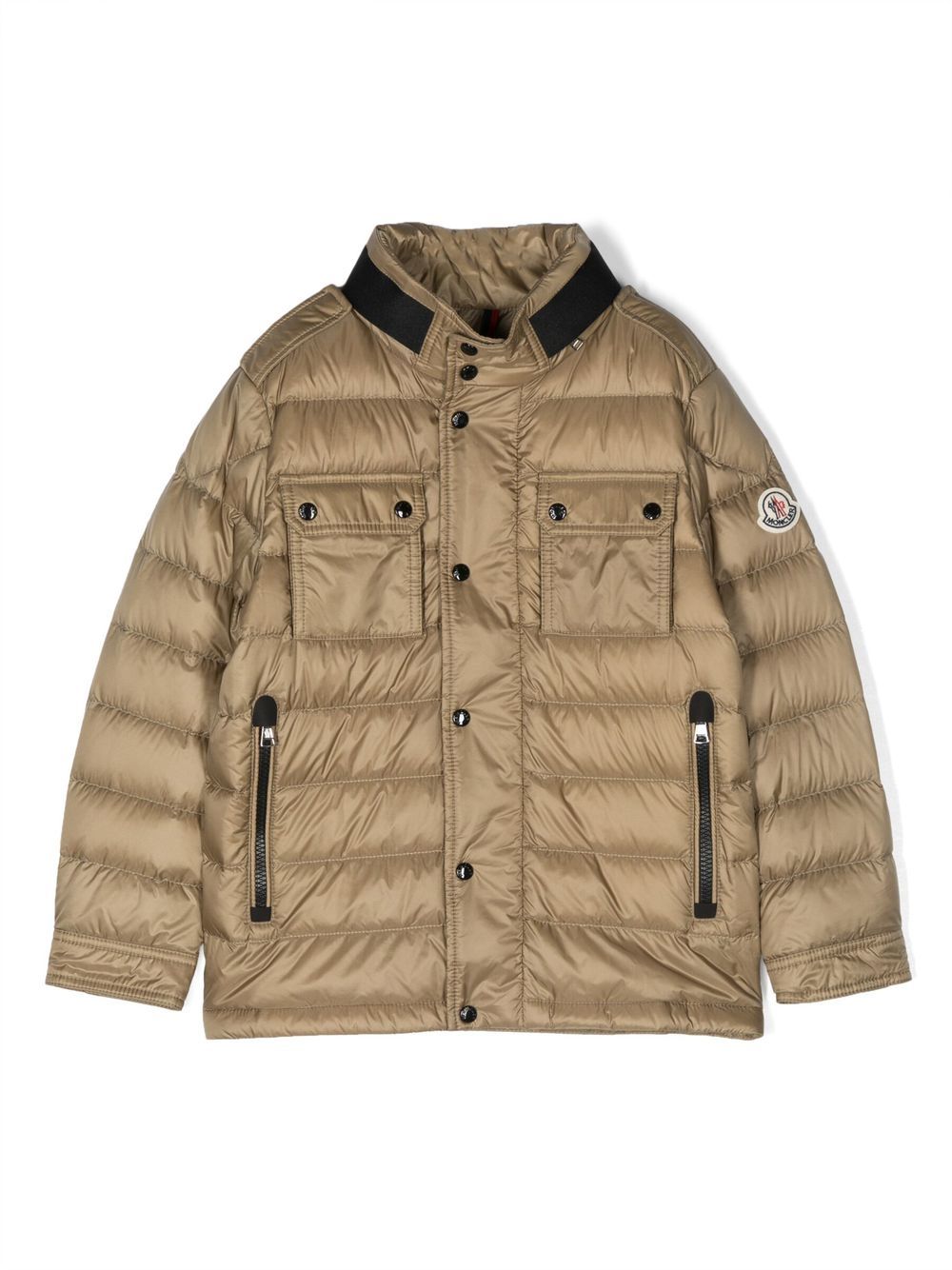 Moncler Enfant Daunenjacke mit Logo-Patch - Nude von Moncler Enfant