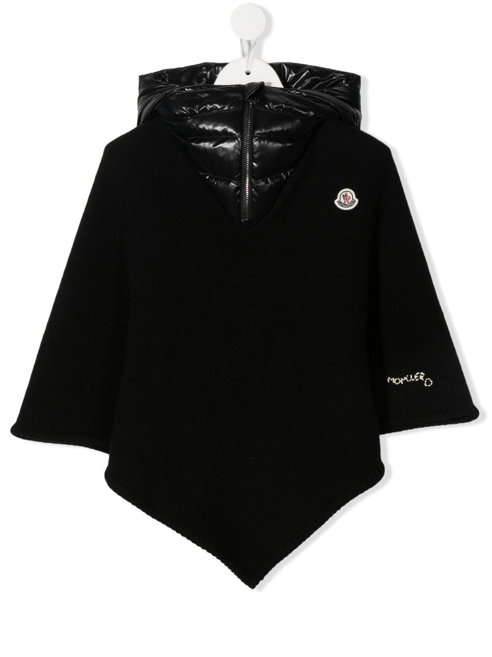 Moncler Enfant Kapuzenmantel mit Logo-Patch - Schwarz von Moncler Enfant