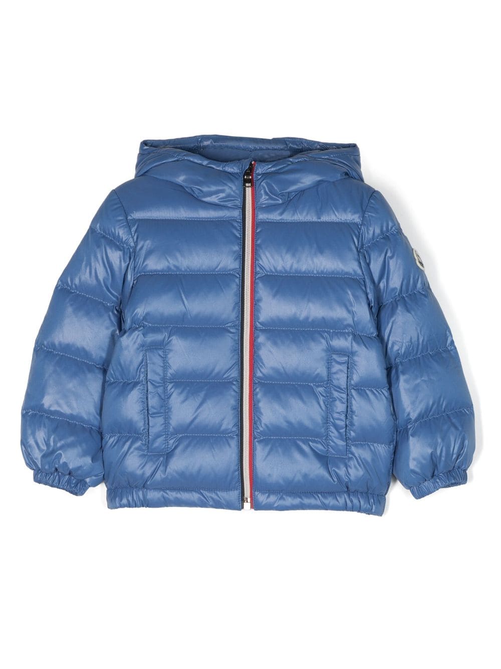 Moncler Enfant Gefütterte Kapuzenjacke mit Logo-Patch - Blau von Moncler Enfant