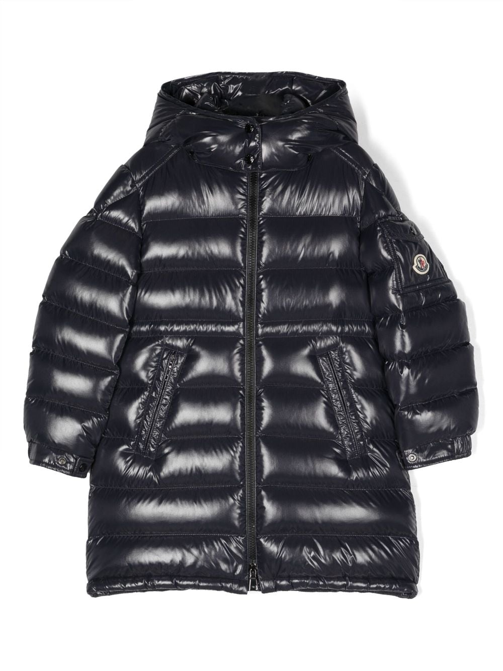 Moncler Enfant Gefütterte Kapuzenjacke mit Logo-Patch - Blau von Moncler Enfant