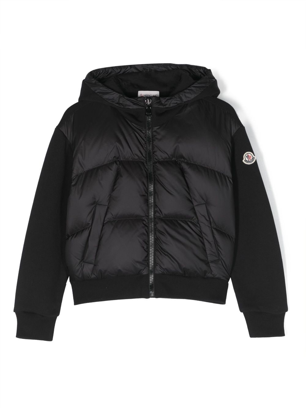 Moncler Enfant Gefütterte Kapuzenjacke mit Logo-Patch - Schwarz von Moncler Enfant