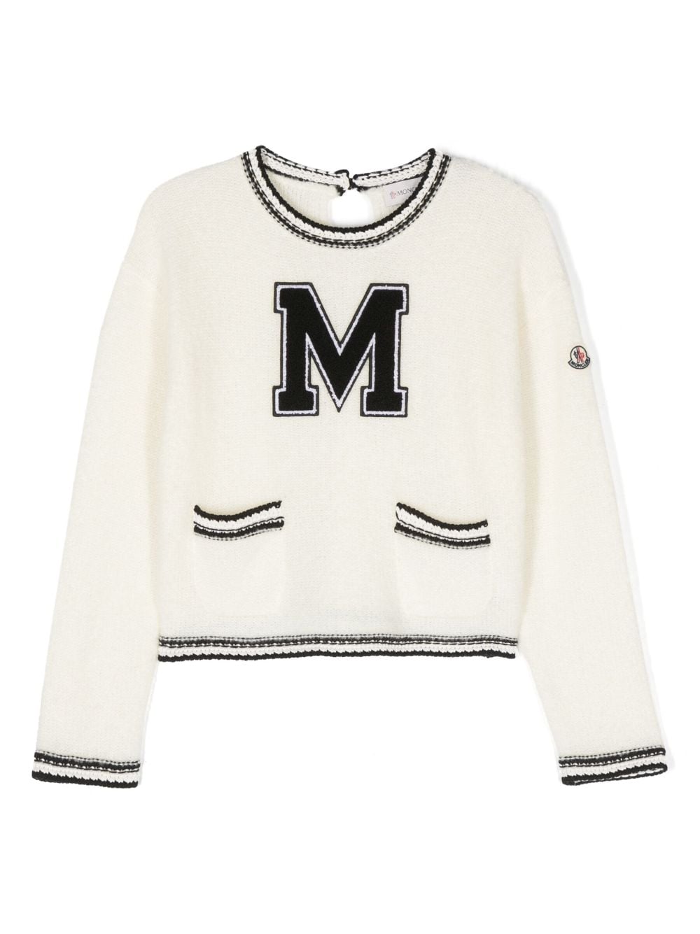 Moncler Enfant Strickpullover mit Logo-Patch - Weiß von Moncler Enfant