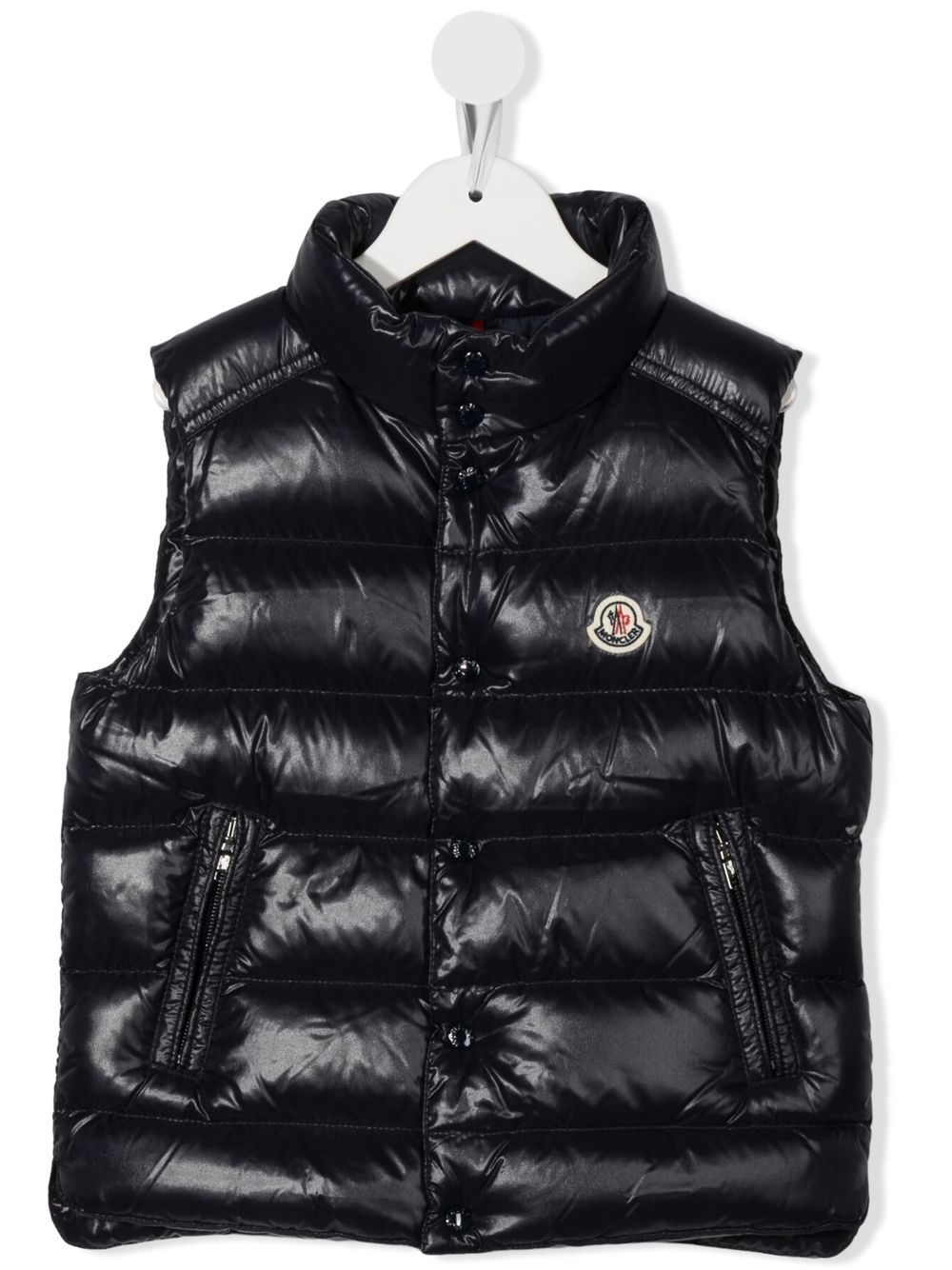 Moncler Enfant Gefütterte Weste mit Logo-Patch - Blau von Moncler Enfant