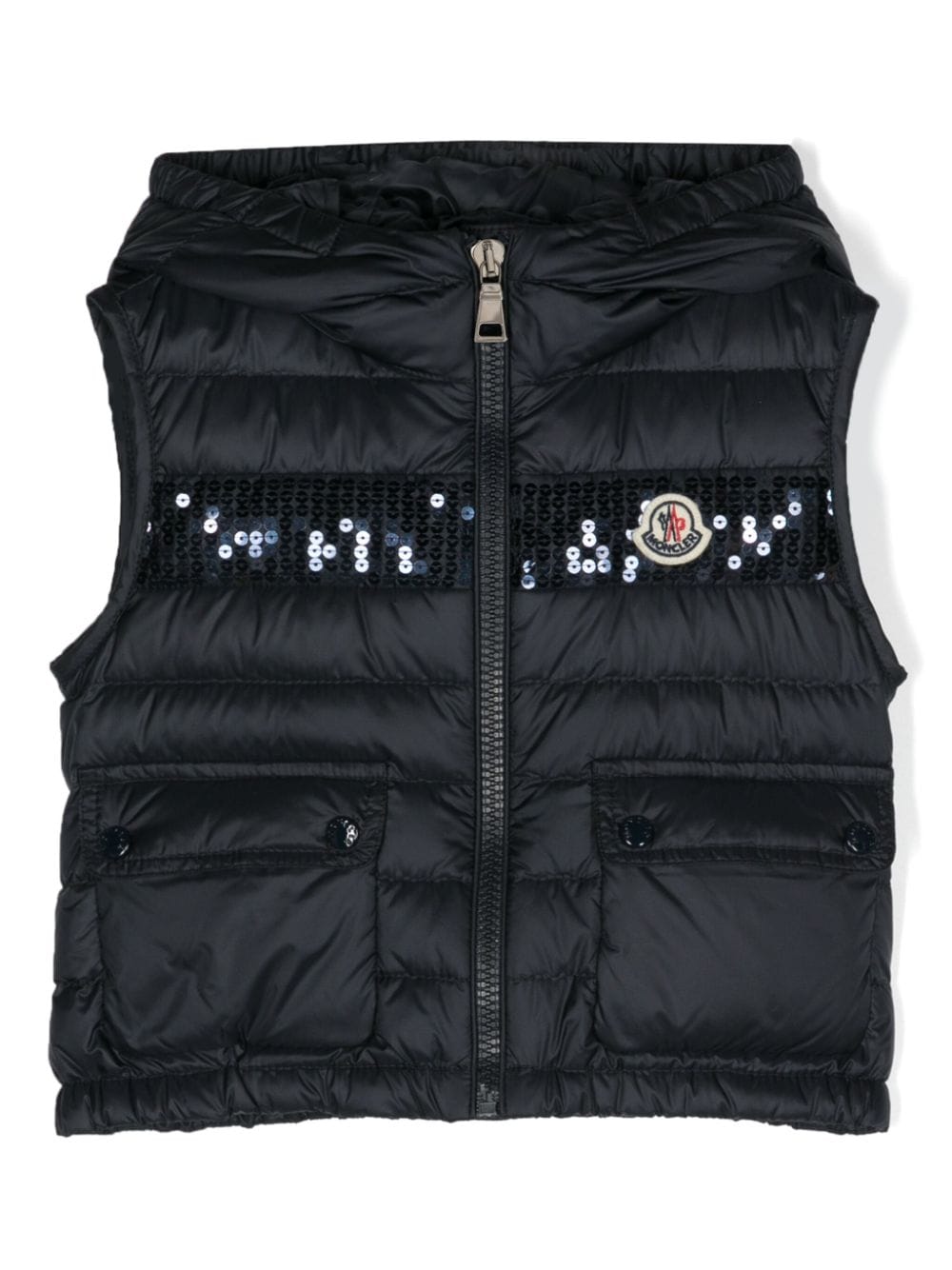 Moncler Enfant Gefütterte Weste mit Logo-Patch - Blau von Moncler Enfant