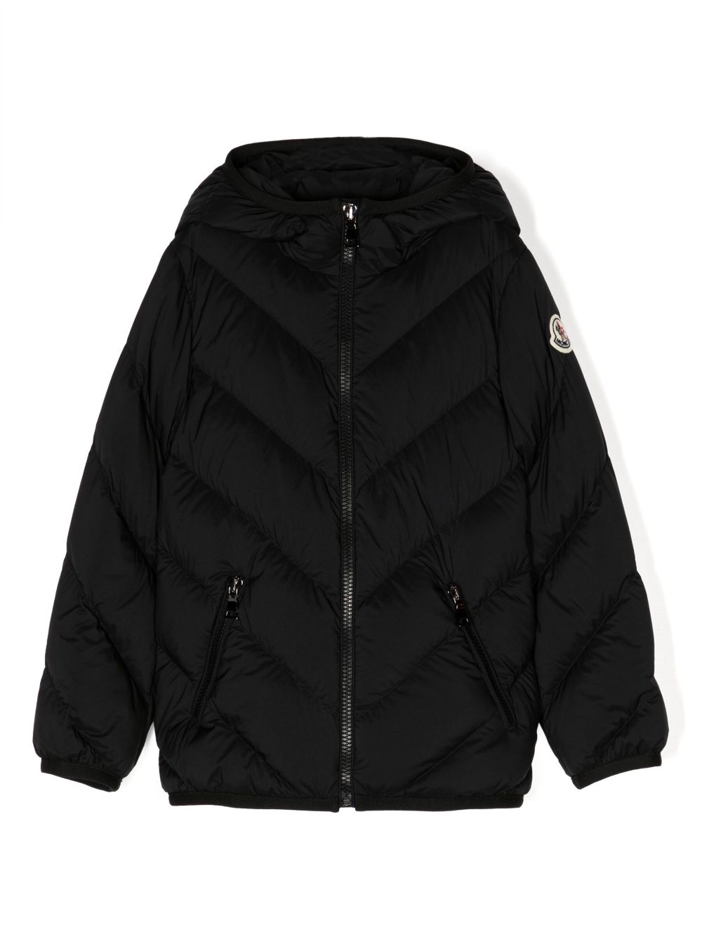 Moncler Enfant Gefütterte Jacke mit Logo-Patch - Schwarz von Moncler Enfant