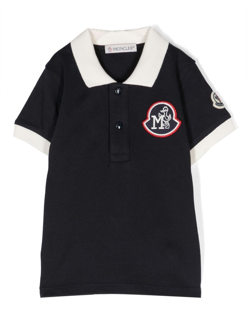 Moncler Enfant Pikee-Poloshirt mit Logo-Patch - Blau von Moncler Enfant