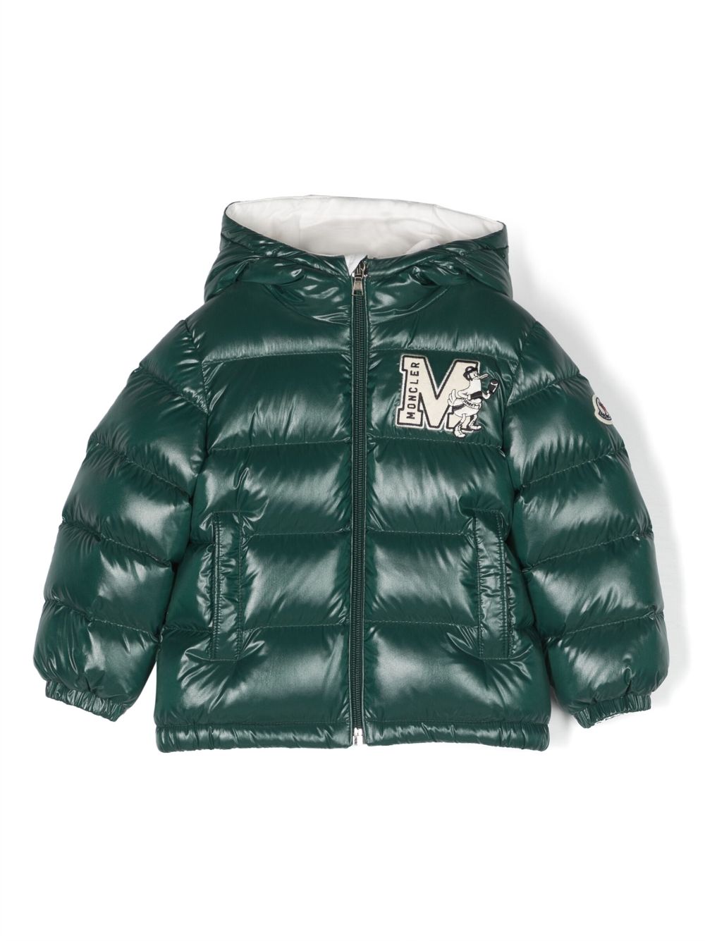 Moncler Enfant Gefütterter Mantel mit Logo-Patch - Grün von Moncler Enfant