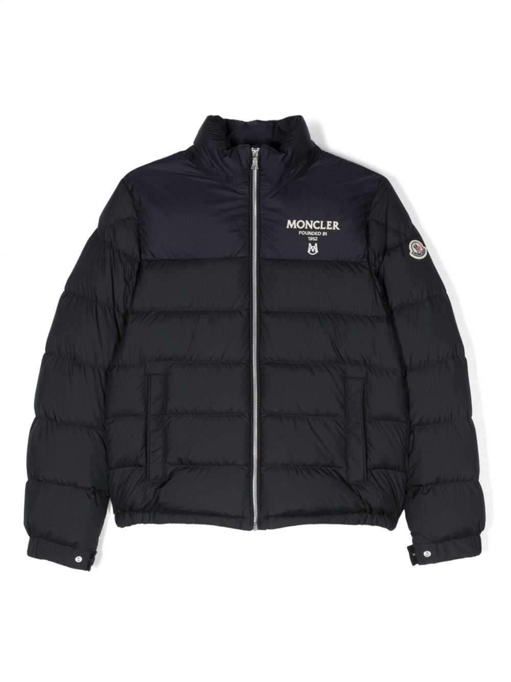 Moncler Enfant Gefütterte Jacke mit Logo-Patch - Blau von Moncler Enfant