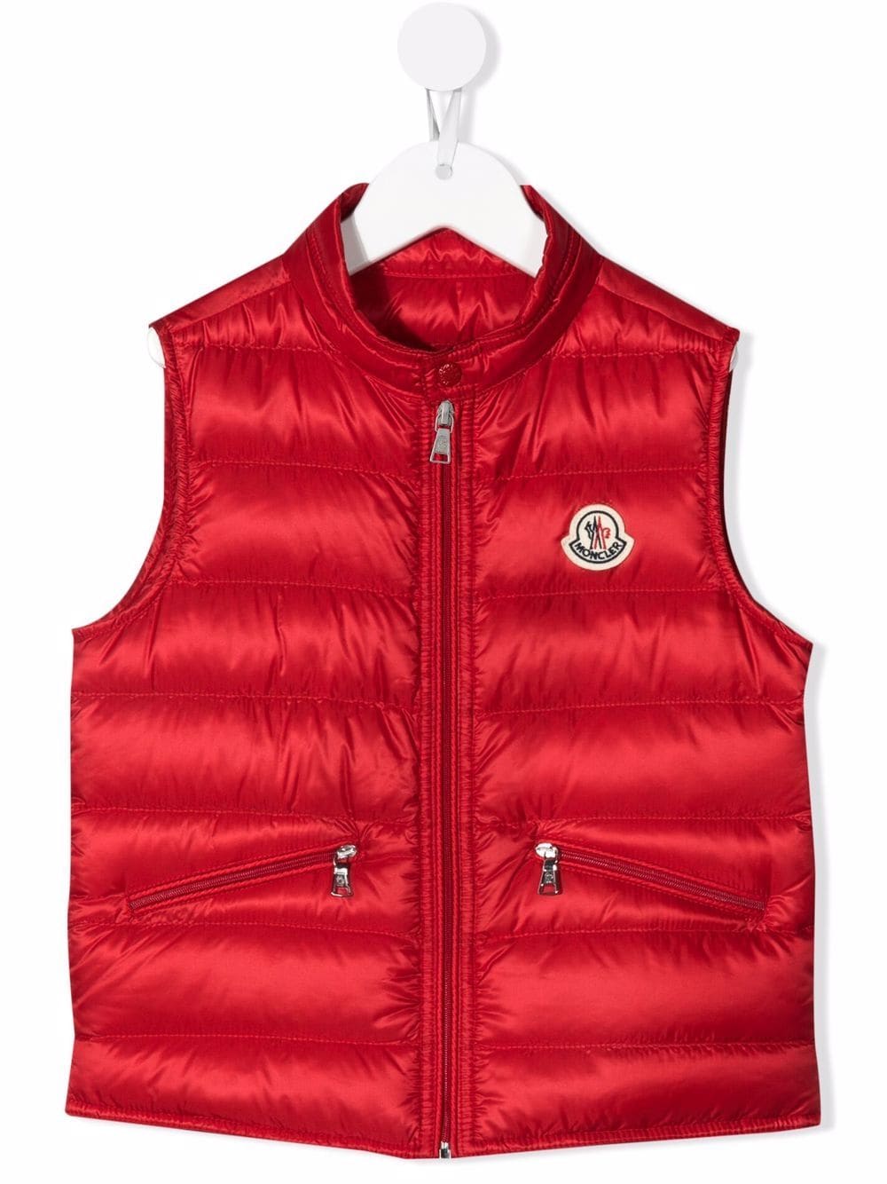 Moncler Enfant Steppweste mit Logo-Patch - Rot von Moncler Enfant