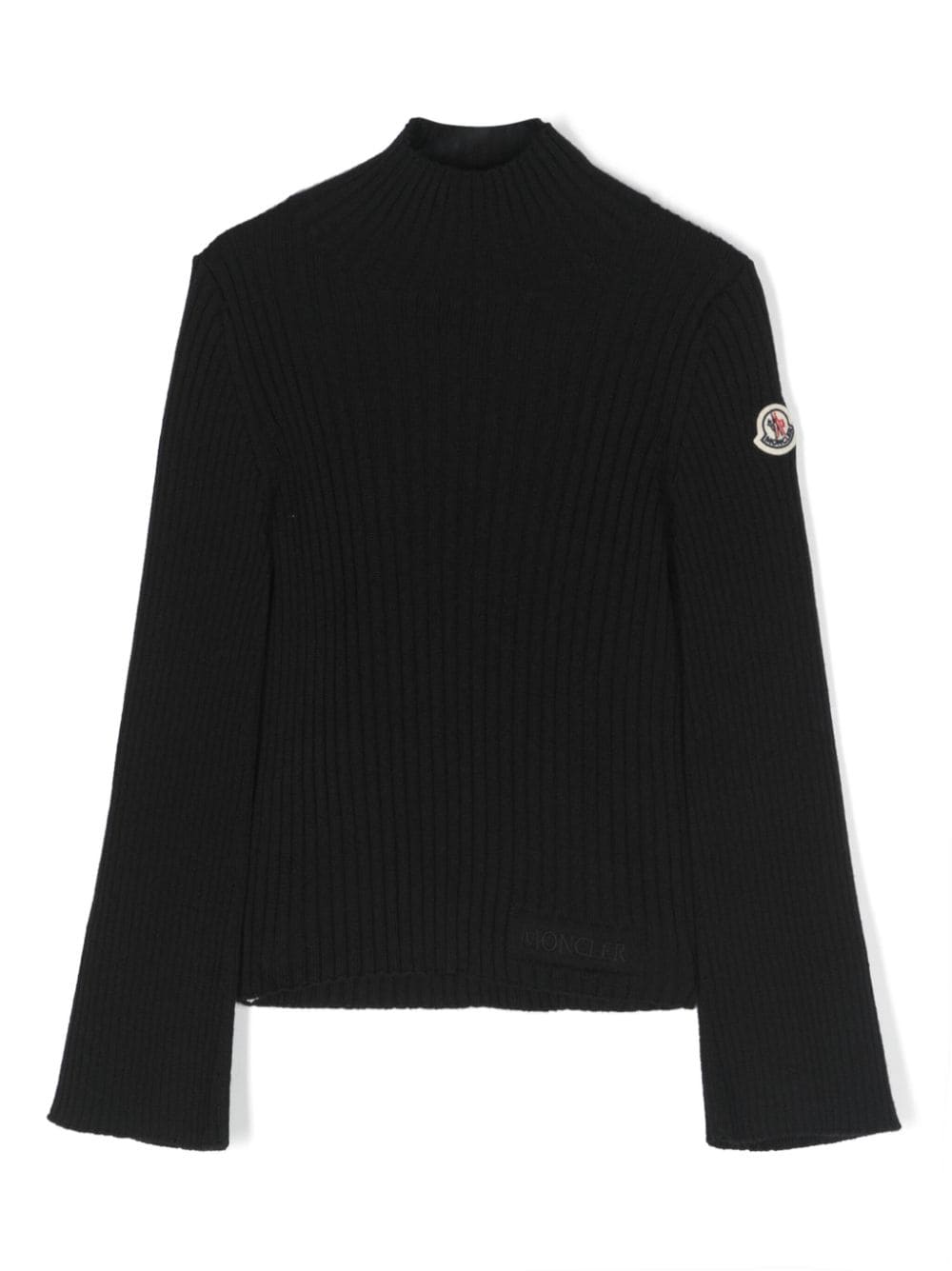 Moncler Enfant Gerippter Pullover mit Logo-Patch - Schwarz von Moncler Enfant