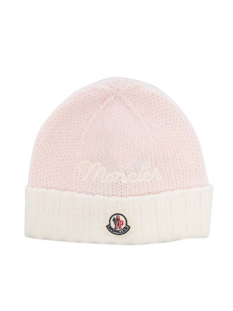 Moncler Enfant Beanie mit Logo-Patch - Rosa von Moncler Enfant