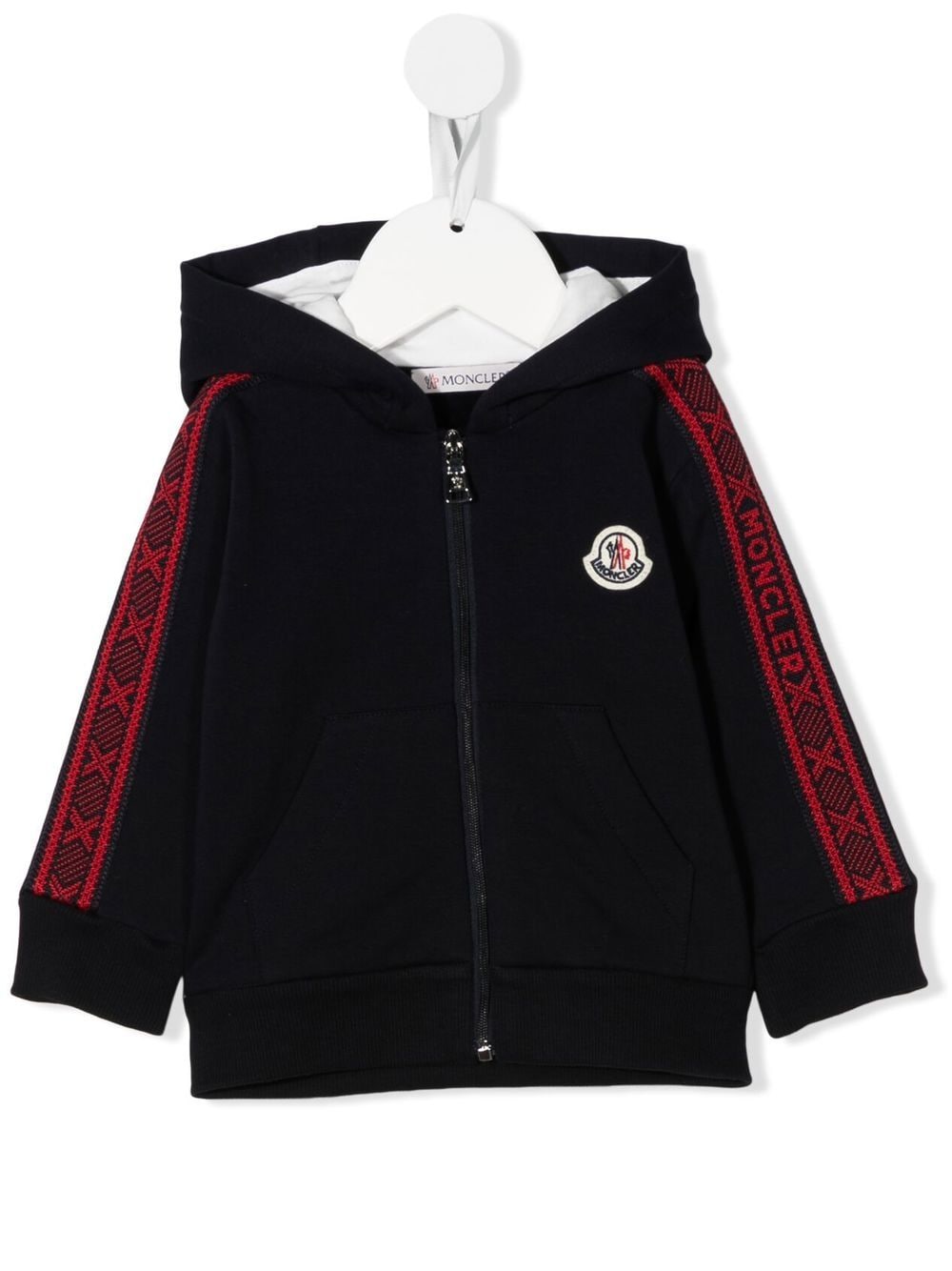 Moncler Enfant Kapuzenjacke mit Logo-Patch - Blau von Moncler Enfant