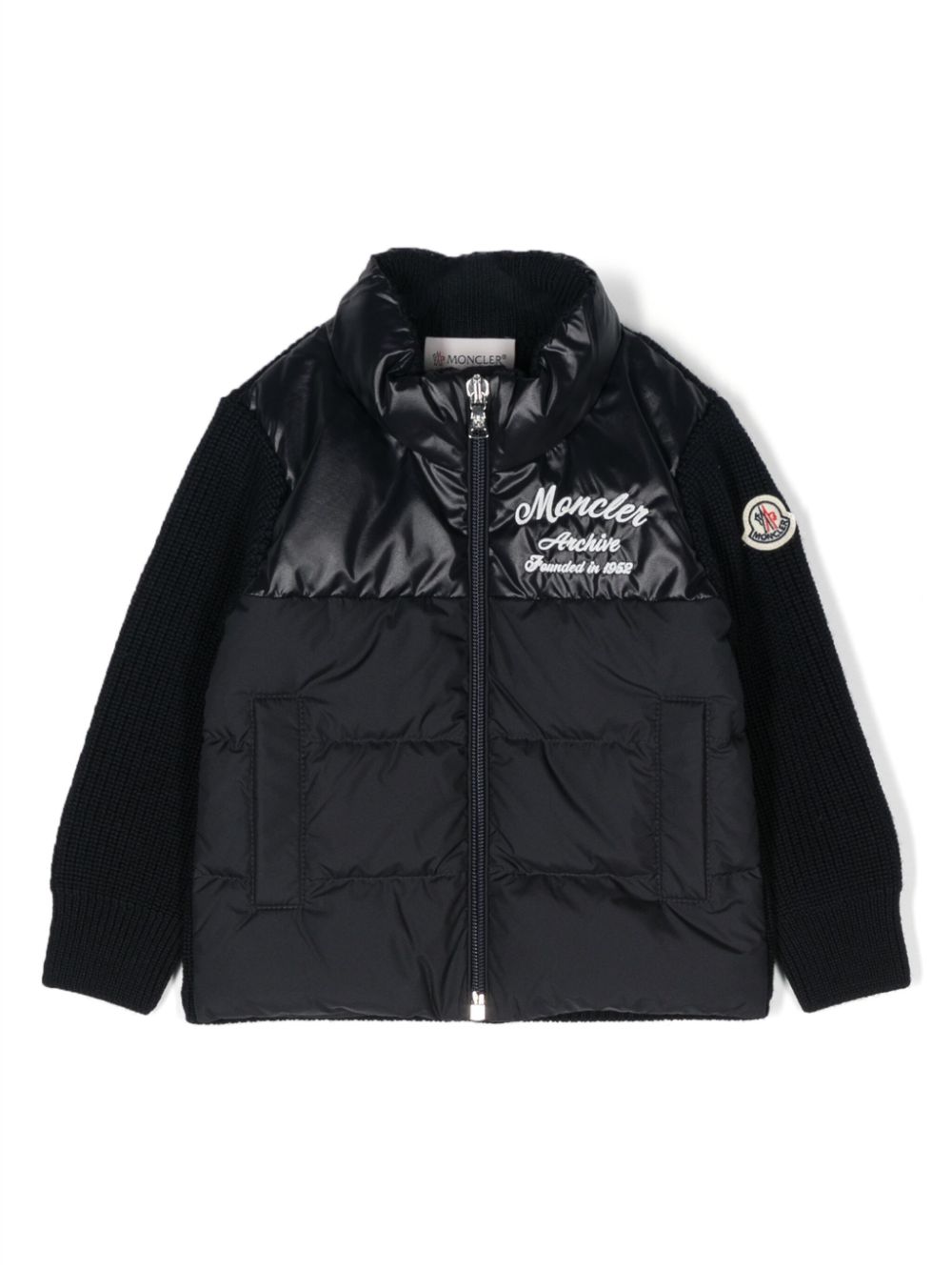 Moncler Enfant Gefütterte Jacke mit Logo-Patch - Blau von Moncler Enfant