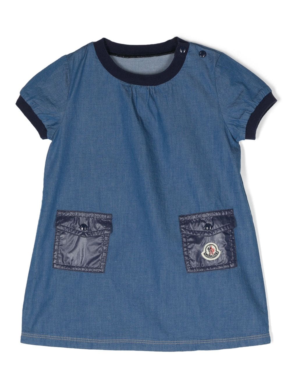 Moncler Enfant Jeanskleid mit Logo-Taschen - Blau von Moncler Enfant