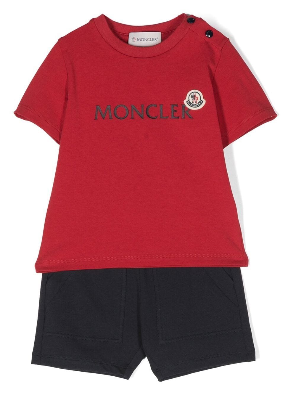 Moncler Enfant Set aus T-Shirt und Shorts mit Logo-Print - Rot von Moncler Enfant