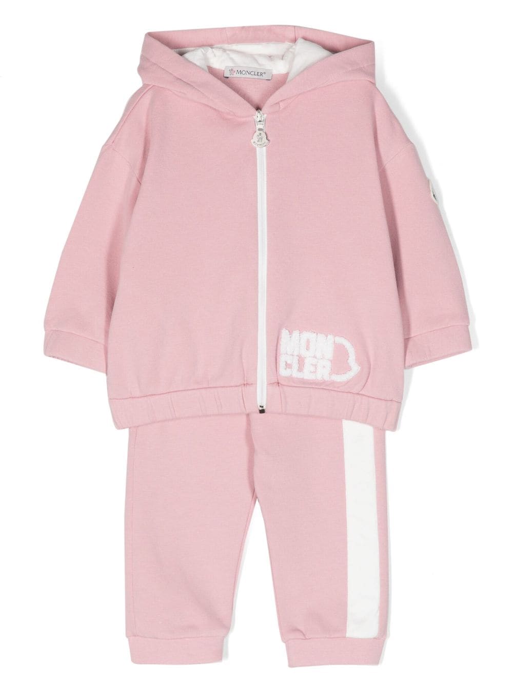 Moncler Enfant Gestrickter Jogginganzug mit Logo - Rosa von Moncler Enfant