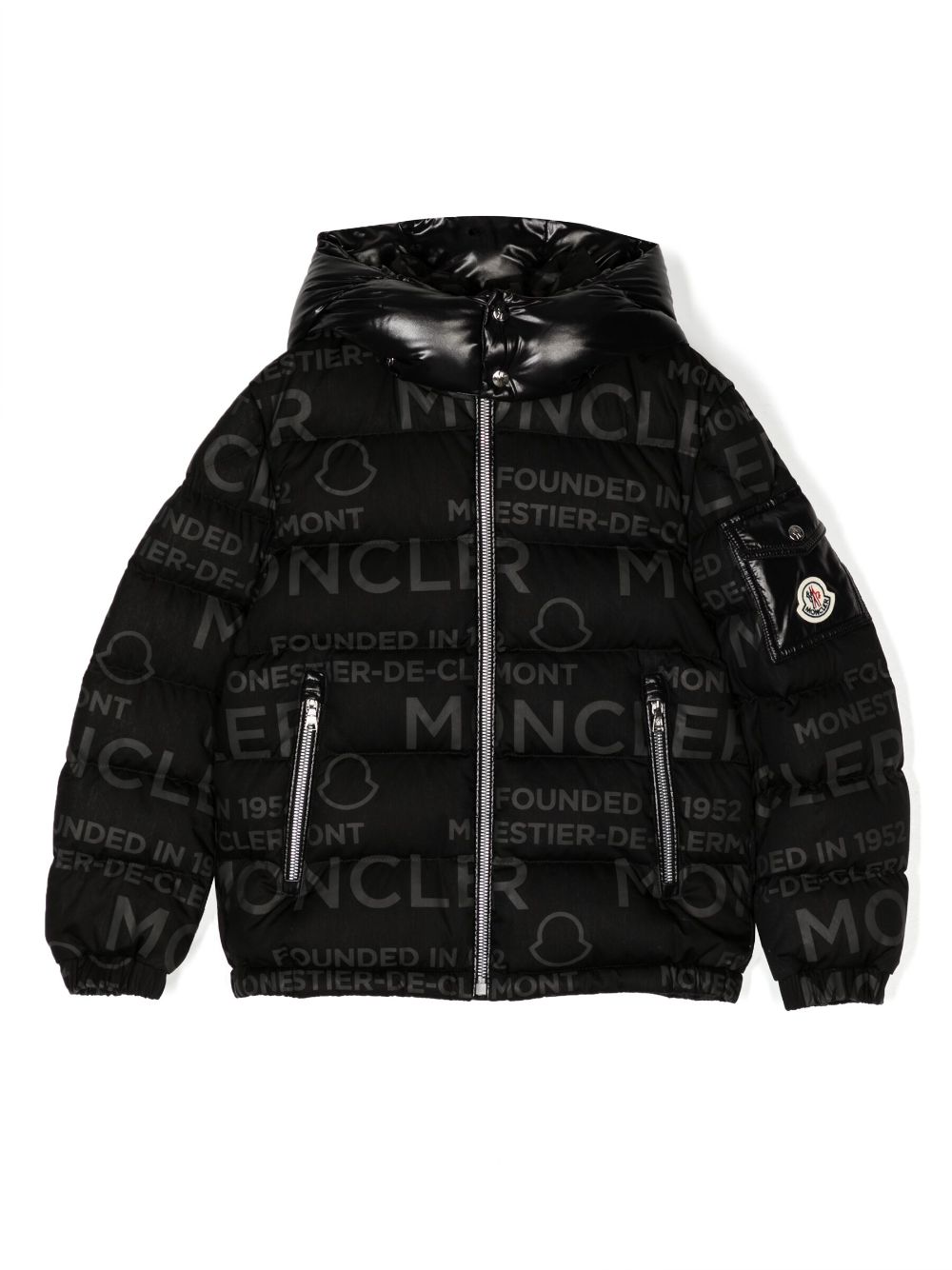 Moncler Enfant Daunenjacke mit Logo-Print - Schwarz von Moncler Enfant