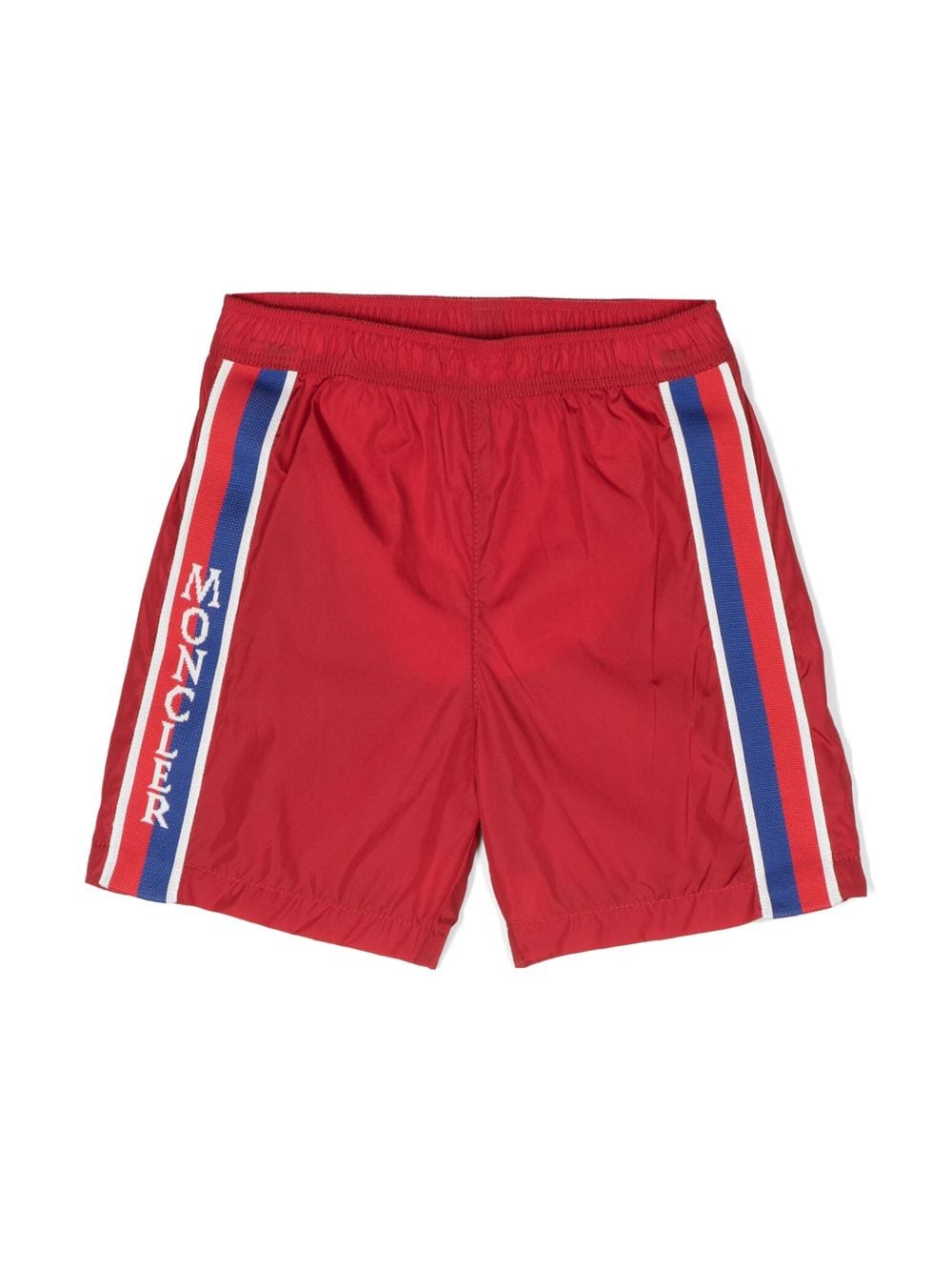 Moncler Enfant Badeshorts mit Logo-Streifen - Rot von Moncler Enfant