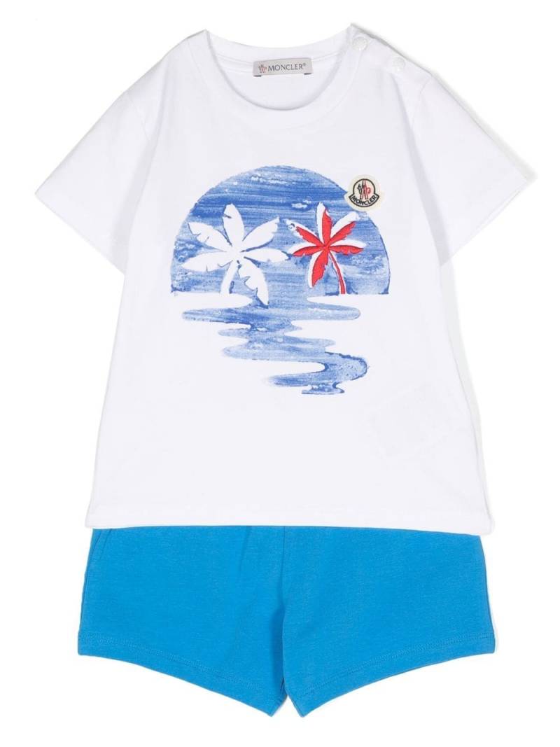 Moncler Enfant Set aus T-Shirt und Shorts mit Palmen - Weiß von Moncler Enfant