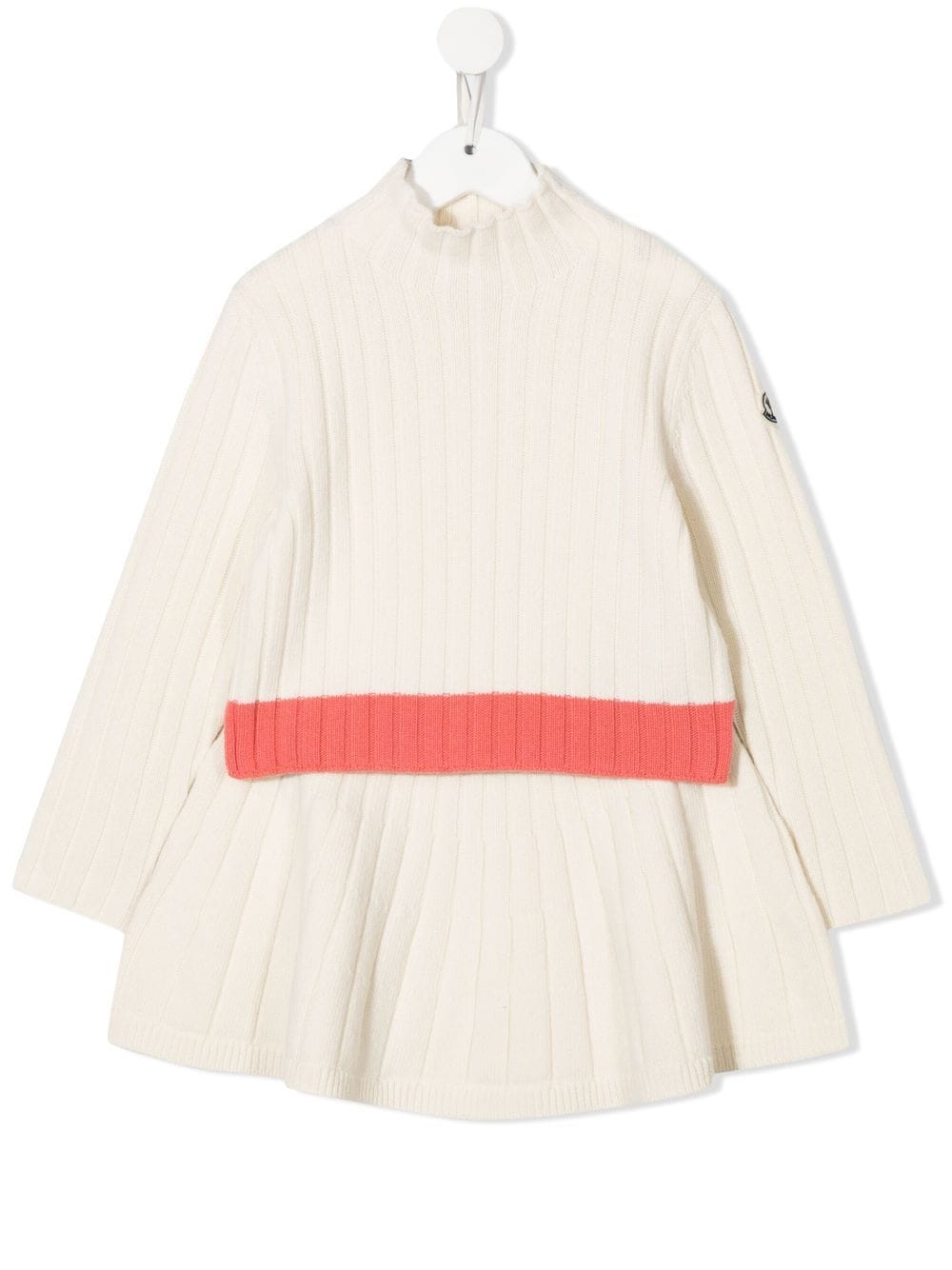 Moncler Enfant Geripptes Kleid mit Logo-Patch - Nude von Moncler Enfant